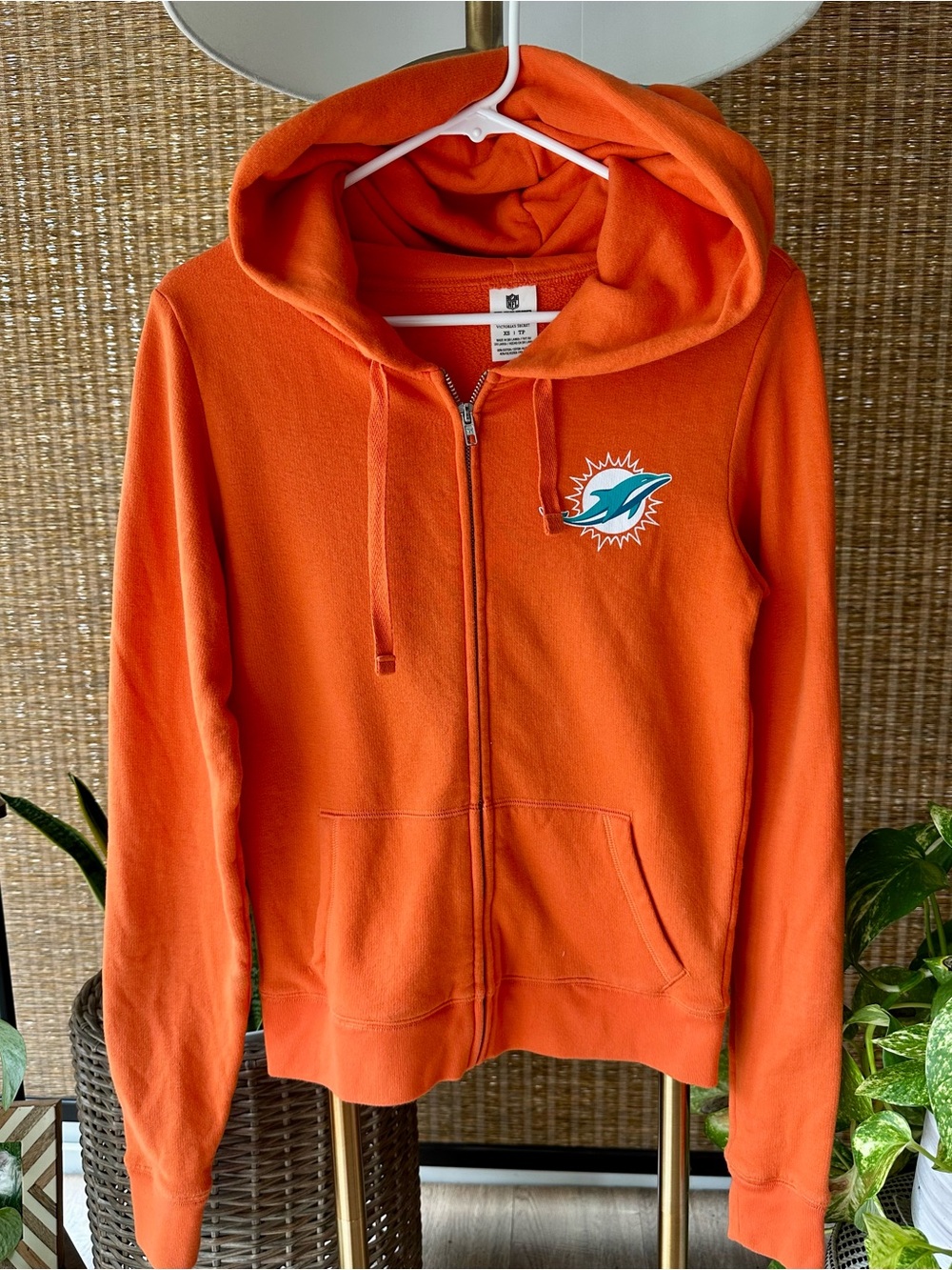 PINK Victoria's Secret Orange Zip Hoodie Miami Dolphins XS